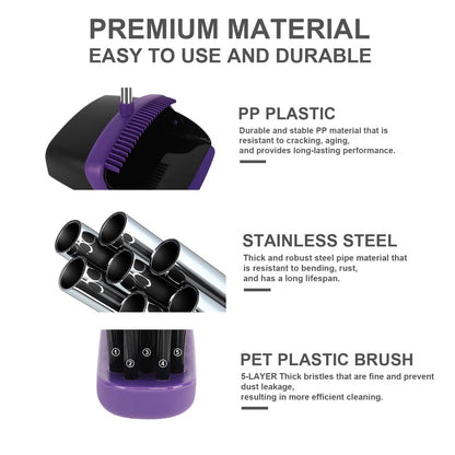 UDUK Broom and Dustpan Set, Large Household Dustpans and Broom with 55 Inch Long Handle, Pueple Broom with Dustpan Combo Set for Home