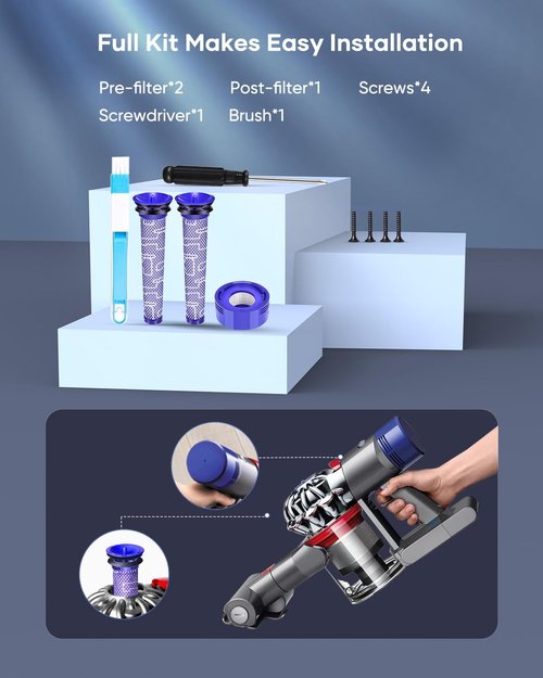 FLYLINKTECH V8 Battery Replacement - 8000mAh for Animal, Absolute, Fluffy & Parquet Vacuums | Includes 3 Filters & Tools