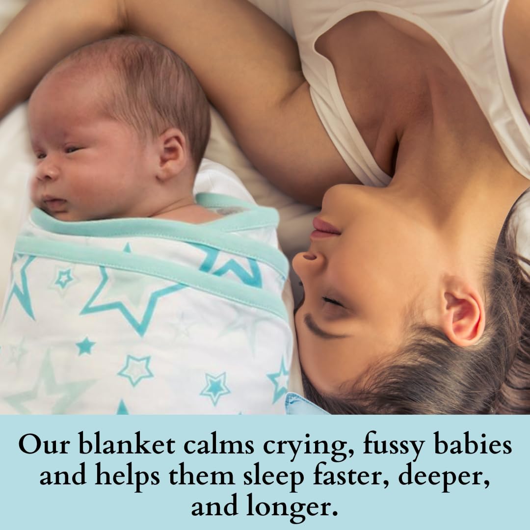 Miracle Blanket Swaddle Wrap - Soft & Secure Sleep Sack for Infants - Easy-to-Use Design (Gray Stars)