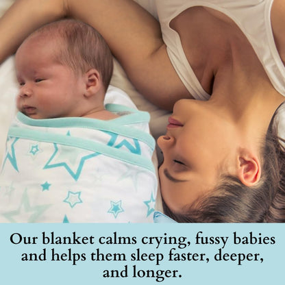 Miracle Blanket Swaddle Wrap - Soft & Secure Sleep Sack for Infants - Easy-to-Use Design (Gray Stars)