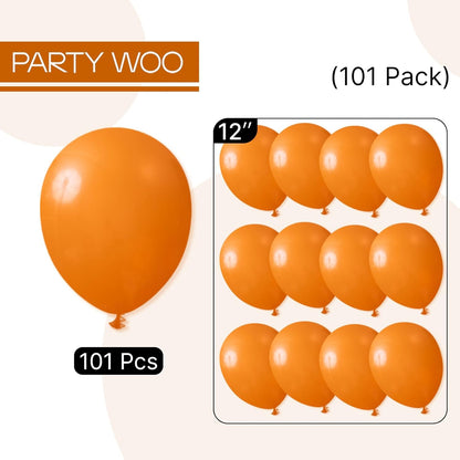PartyWoo Burnt Orange Balloons - 101pcs 12 Inch Terracotta Rust Autumn Boho Decor Kit for Events