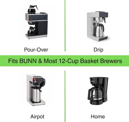 Pine & Pebble® 12-Cup Coffee Filters - 500 Count | Tall-Walled Basket Style (9.84" x 4.33") | No Grounds, No Mess | Perfect for BUNN & Standard Coffee Makers