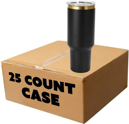 Makerflo 40 Oz Gold Electroplated Black Powder Coated Tumbler - Ideal for Crafting & Personalization | Pack of 25