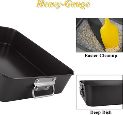 CYEAH Lasagna Pan Set - Deep Nonstick Baking Dishes for Oven | 13.7-Inch & 16-Inch with Handles, Black