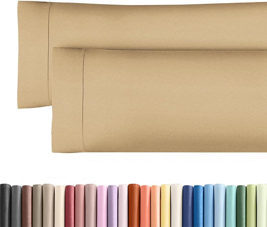 Skiennix Body Pillowcases Set of 2 | 20x54 Soft Covers for Side Sleepers - Wrinkle-Free & Machine Washable in Heathered Tan