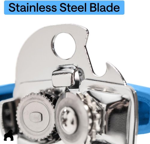 GORILLA GRIP Heavy Duty Can Opener - Stainless Steel with Comfortable Handle | Multifunctional Kitchen Tool in Aqua