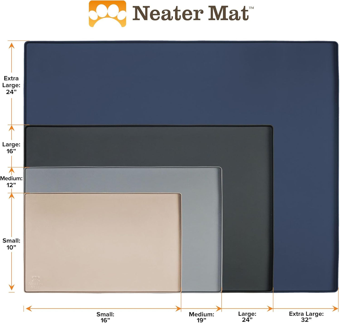 Neater Pet Brands Neater Mat | Waterproof BPA-Free Silicone Pet Food Mat - 19" x 12", Gunmetal Grey