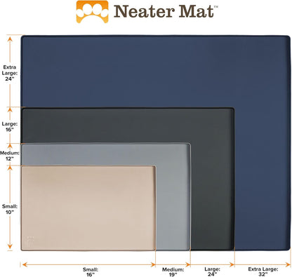 Neater Pet Brands Neater Mat | Waterproof BPA-Free Silicone Pet Food Mat - 19" x 12", Gunmetal Grey