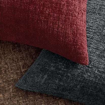 MIULEE Burgundy Textured Chenille Couch Pillow Covers 18x18 Pack of 2