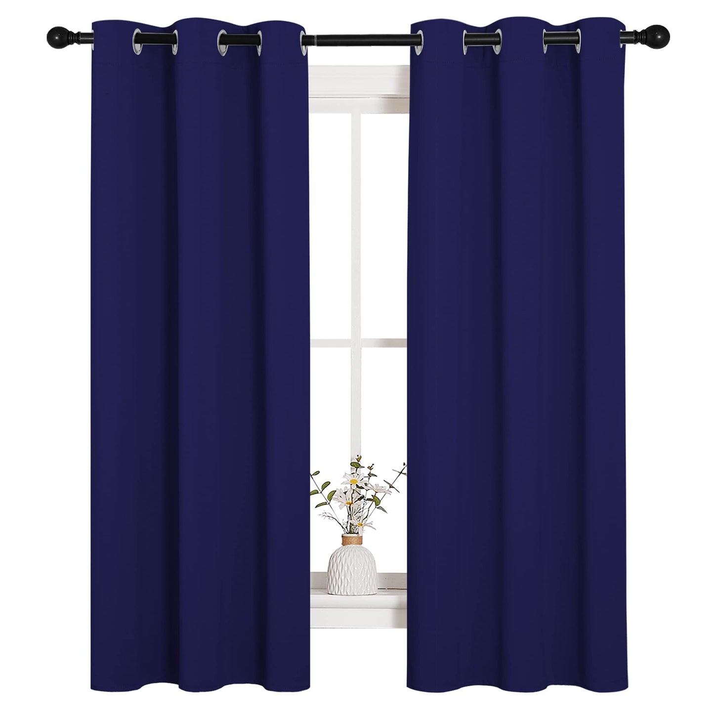 NICETOWN Blackout Draperies Curtains, All Season Thermal Insulated Solid Grommet Top Blackout Curtains/Drapes for Kid's Room (Royal Blue, 1 Pair, 34 x 63 inches)