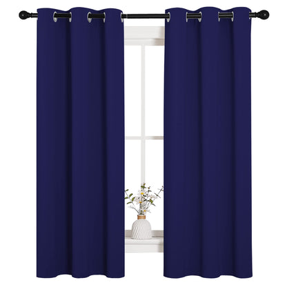 NICETOWN Blackout Draperies Curtains, All Season Thermal Insulated Solid Grommet Top Blackout Curtains/Drapes for Kid's Room (Royal Blue, 1 Pair, 34 x 63 inches)