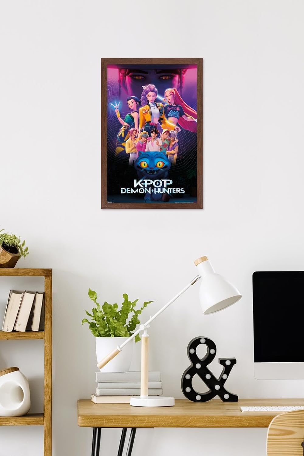 Netflix KPop Demon Hunters Wall Poster - Framed Mahogany, 22.4L x 14.7W for Stylish Decor