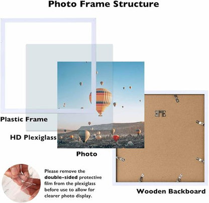 JCJMY 13x13 Picture Frame - White Wall Mount for Horizontal or Vertical Display | Shatter-Resistant Plexiglass