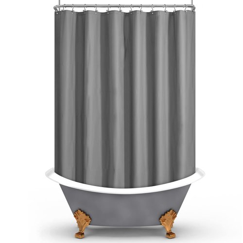 Mrs Awesome Grey Clawfoot Tub Shower Curtain or Liner with 12 Magnets - Free 36 Hooks Included, Waterproof PEVA, 180" x 70", Dark Gray