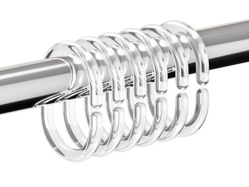 Resze 24 PCS Shower Curtain Rings, Plastic Clear Shower Curtain Hooks, C-Shaped Rings Hook Hanger Bathroom Shower Window Rod