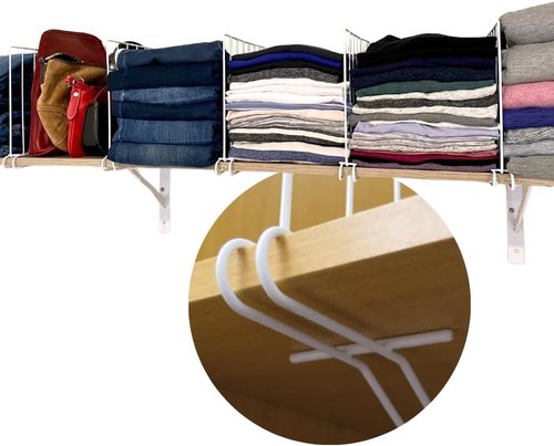 Evelots Shelf Dividers - 8 Pack Closet Organizers for Clothes & Pantry | 12 Inch Tall, Solid Steel Construction