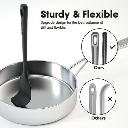 ChefAide Silicone Spatula Set - 4 Pieces, Heat Resistant Up to 600°F, Ergonomic Grip for Nonstick Cookware