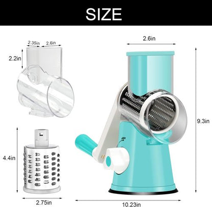 Cambom Rotary Cheese Grater - Hand Crank Shredder for Fresh Cheese & Vegetables | Non-Slip Base, Blue