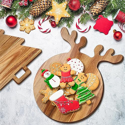 Christmas Themed Cutting Boards Set - Antler, Tree & Bowknot with Handles