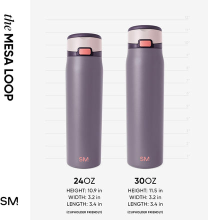 Simple Modern Mesa Loop Water Bottle - Insulated Stainless Steel with Covered Straw | 30oz | Iris Sage