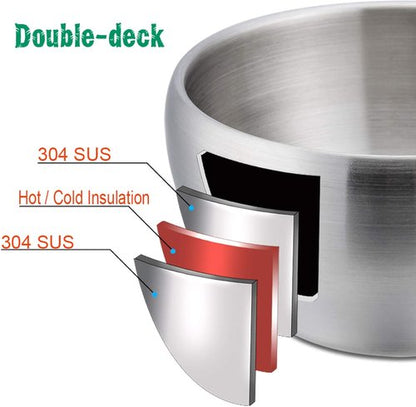 E-far Stainless Steel Bowls for Kids | 12 Ounce Double-Deck, Insulated & Shatterproof - Set of 4