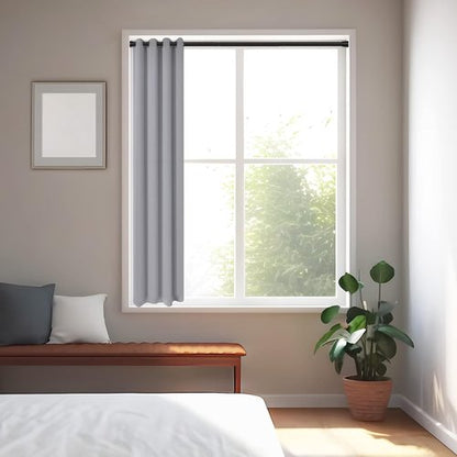 Black Tension Curtain Rod - Adjustable 28 to 48 Inch No-Drill Design for Windows & Bathrooms