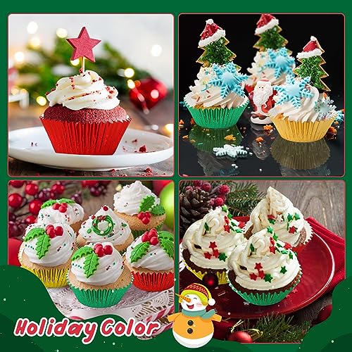 Christmas Foil Cupcake Liners Set - Red Green Gold Metallic 450pcs