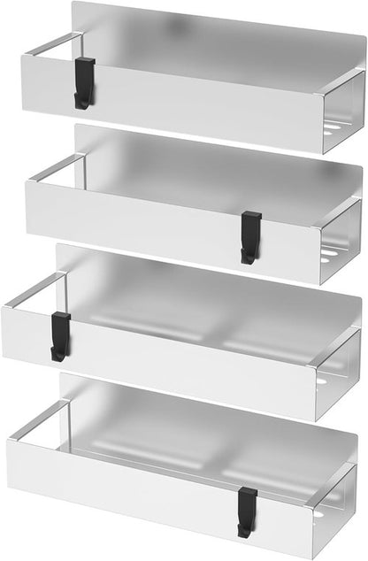 HuggieGems Magnetic Spice Storage Rack - 4 Pack Organizer for Refrigerator & Oven | Silver Finish