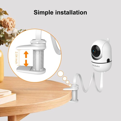 HelloBaby Monitor Clip Mount - Flexible Gooseneck Arm for HB6550/HB6560/HB65/HB66 | No Tools Needed, Damage-Free Installation