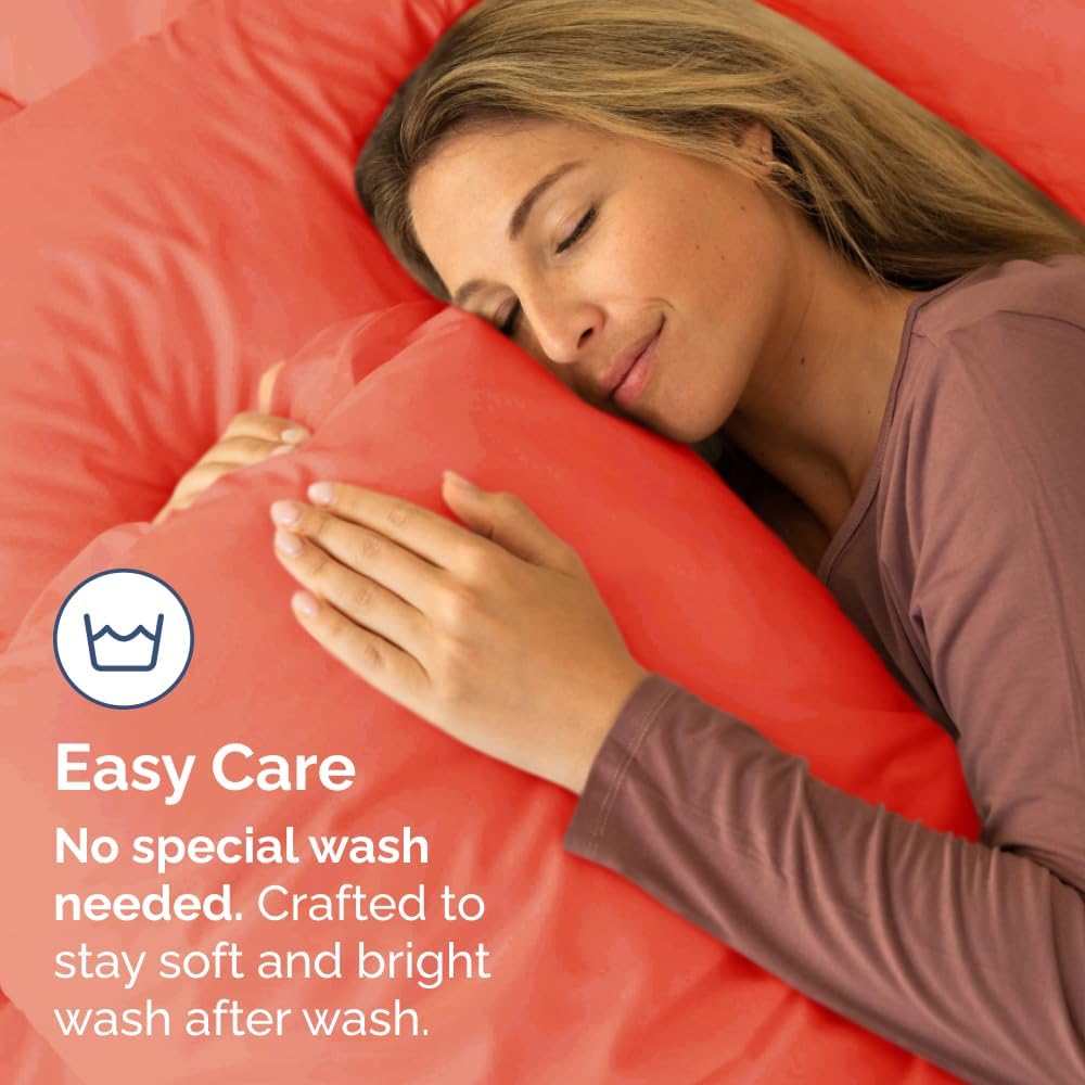 Skiennix Queen Pillow Cases Set of 2 | Ultra Soft Hotel Quality, Wrinkle-Free & Stain Resistant - Coral