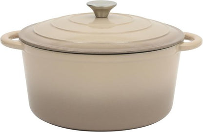 Gibson Home Addlestone 7 Qt Enameled Cast Iron Dutch Oven - Round, Oven Safe to 500°F for Bread Baking & Stews | Gradient Taupe