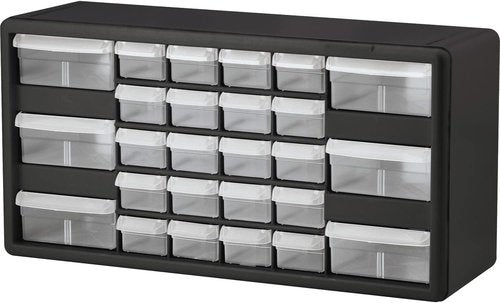 Akro-Mils 26-Drawer Storage Cabinet - Versatile Organizer for Garage, Beads, Makeup | 20" W x 6" D x 10" H - Black