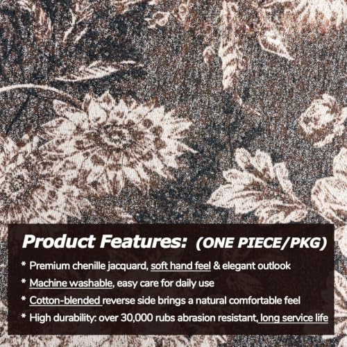 Vintage Floral Pillow Cover 20x20 Inches - Brown Fabric, Single Sided