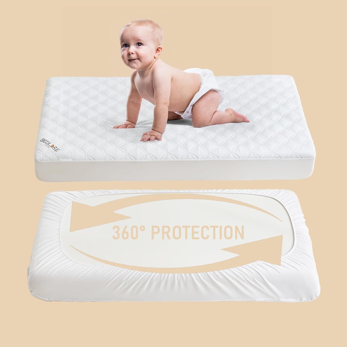BEDLORE Waterproof Mattress Protector - Soft, Noiseless, Machine Washable Cover for Crib | 2 Pack (52''x28'')
