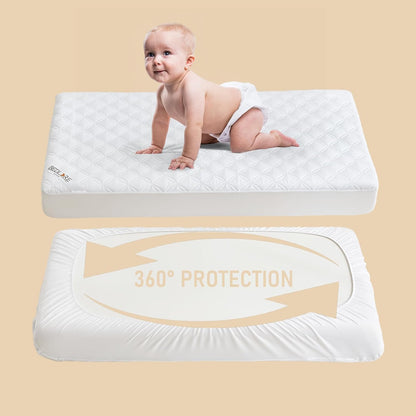 BEDLORE Waterproof Mattress Protector - Soft, Noiseless, Machine Washable Cover for Crib | 2 Pack (52''x28'')