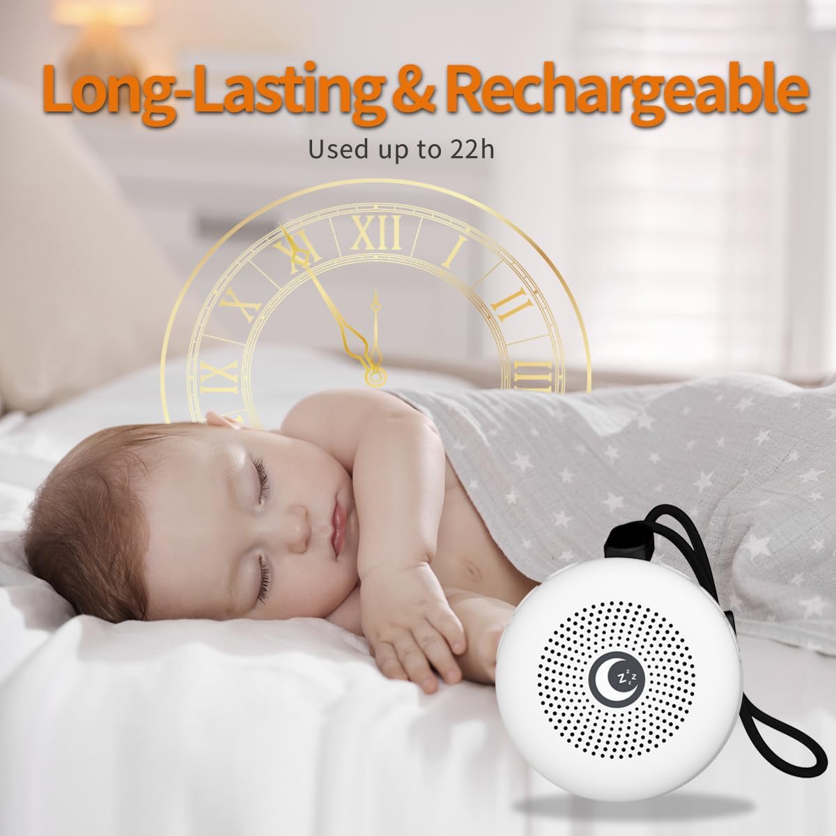 Sleepbox Sound Machine - Portable Noise Maker with 30 Soothing Sounds & Rechargeable Battery | Ideal for Sleep, Travel, Relaxation (White)
