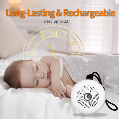 Sleepbox Sound Machine - Portable Noise Maker with 30 Soothing Sounds & Rechargeable Battery | Ideal for Sleep, Travel, Relaxation (White)