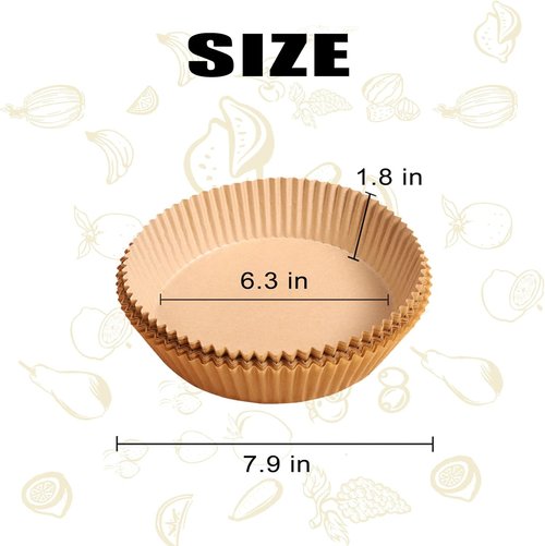 Air Fryer Disposable Paper Liners - 100PCS Non-Stick 6.3-Inch Parchment Sheets | Oil-Proof & Water-Proof Cooking Solution