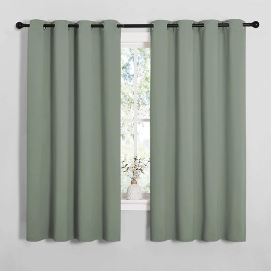 NICETOWN Blackout Curtain Panels - Thermal Insulated Drapes in Greyish Green | 55 x 68 Inches, 1 Pair