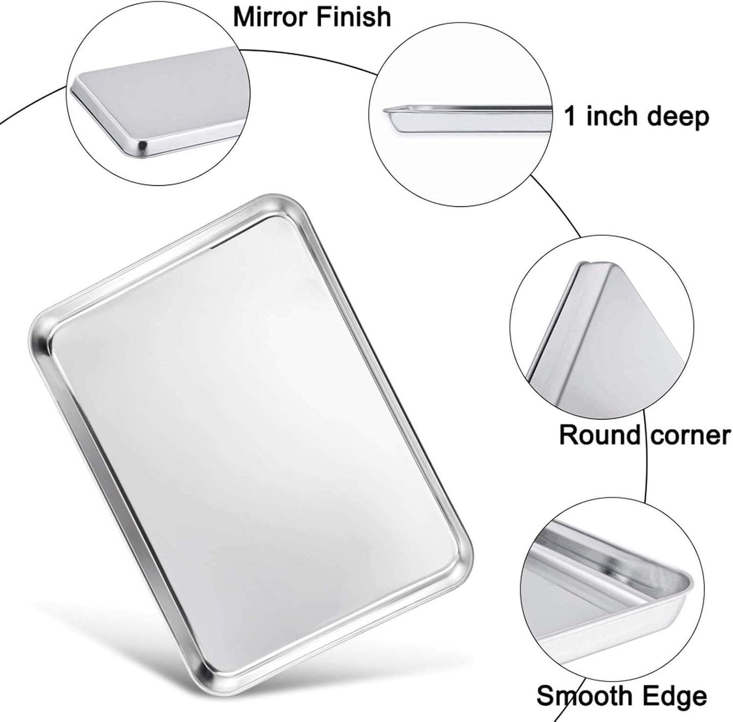 TeamFar Baking Sheet Set - Stainless Steel Half Size Cookie Sheet with Cooling Rack, 20” x 14” x 1”, Non-Toxic & Dishwasher Safe