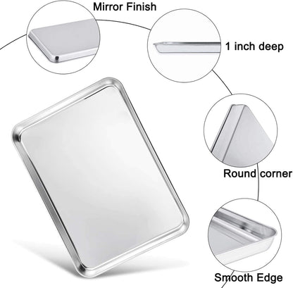 TeamFar Baking Sheet Set - Stainless Steel Half Size Cookie Sheet with Cooling Rack, 20” x 14” x 1”, Non-Toxic & Dishwasher Safe