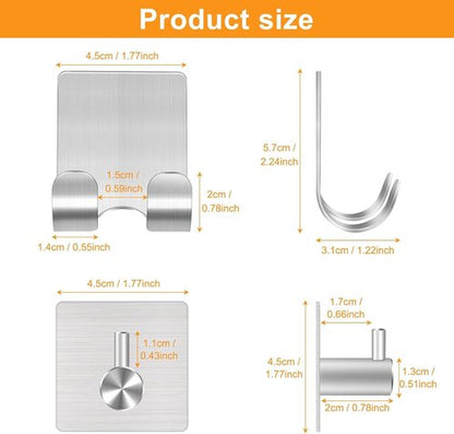 CGBE 4 Packs Shower Hooks for Inside Shower, Self Adhesive Shaver Holder Hanger Hook for Bathroom Damage Free Wall Hooks for Razor Loofah Sponge