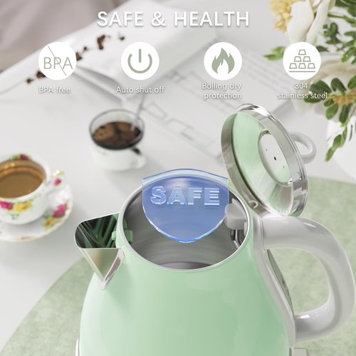 Evoloop Electric Tea Kettle - 1500W Retro Hot Water Boiler with Thermometer & Auto Shut-Off | 1.7L Stainless Steel