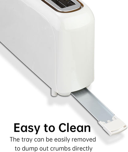 SEEDEEM 2-Slice Slim Toaster - Fits Bagels & Artisan Bread | 6 Shade Settings, Auto Shut-Off, White