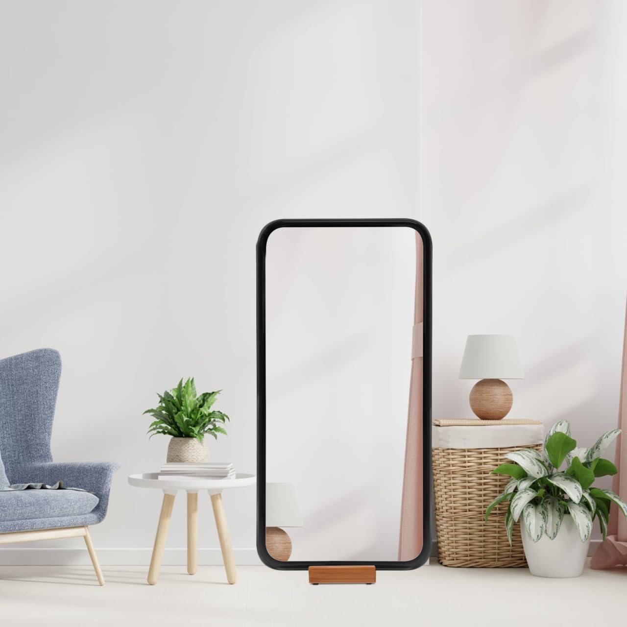 Uonlytech Full Length Solid Wood Floor Mirror - Heavy Duty Non-Slip Stand for Home Decor
