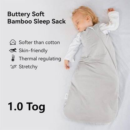 BubblePanda Bamboo Sleep Sack | Soft 1.0 Tog Toddler Sleeping Bag for 12-18 Months | 2-Way Zipper