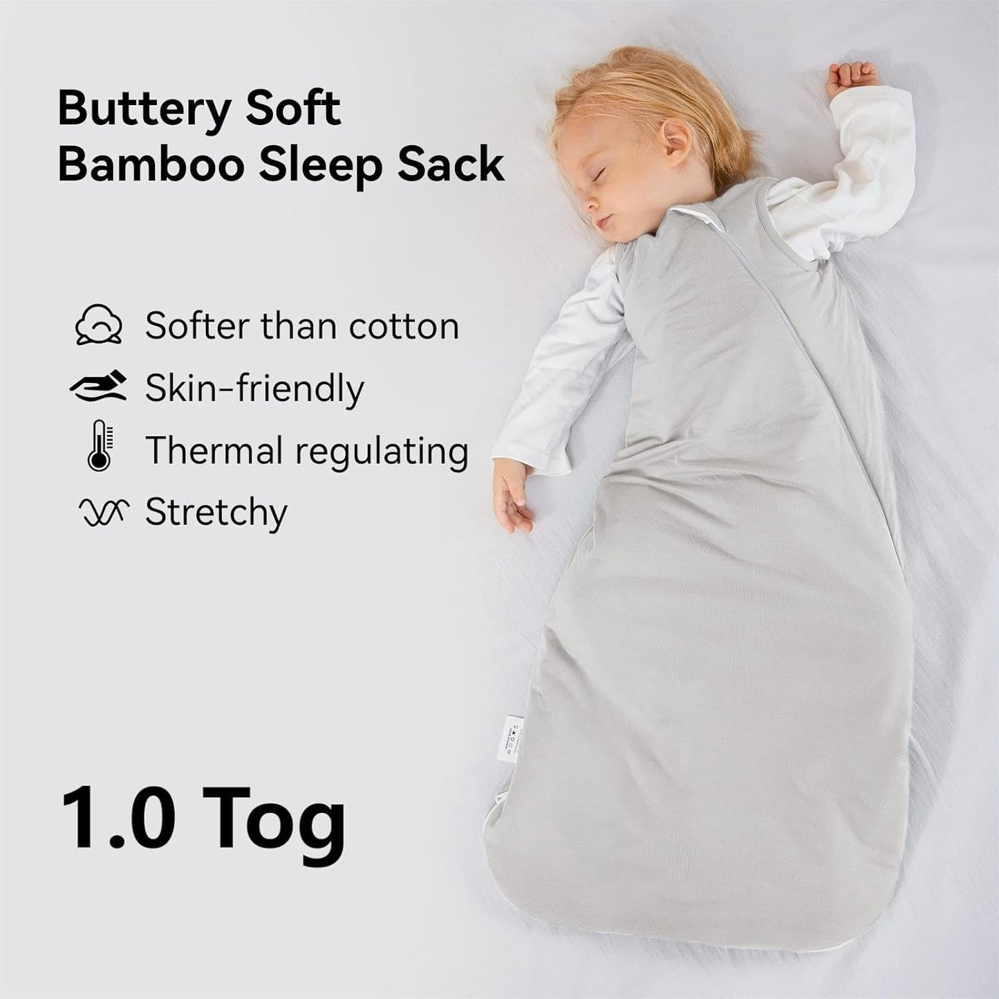BubblePanda Bamboo Sleep Sack - Soft 2-Way Zipper Toddler Blanket for Infants 0-6 Months