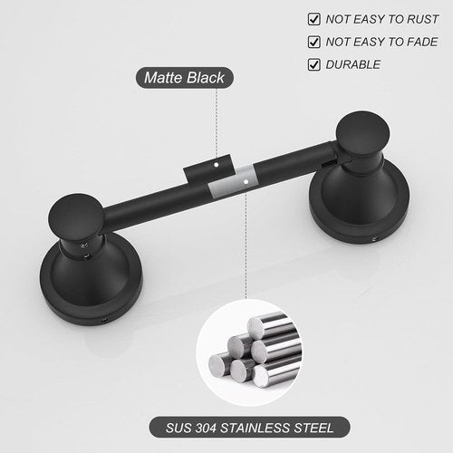 BESy Wall Mounted Toilet Paper Holder - Rustproof Stainless Steel with Flexible Pivoting Handle | Matte Black Finish