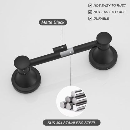 BESy Wall Mounted Toilet Paper Holder - Rustproof Stainless Steel with Flexible Pivoting Handle | Matte Black Finish