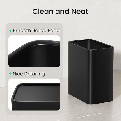 Cesun Small Bathroom Trash Can - 2.1 Gallon Matte Black Stainless Steel Wastebasket for Home & Office